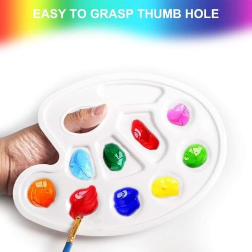 Palette Art Paint Supplies Plastic Drawing Tray Palettes with Thumb 9 Holes Design Color Palette for Oil Watercolour Painting