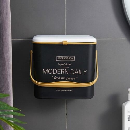 Kitchen Hanging Sliding Lid Plastic Trash Can Wide Opening Durable Gabage Can Household Trash Basket Household Trash Can Bin