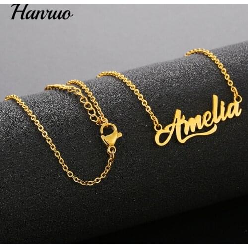 Personalized Custom Name Necklace Stainless Steel Gold Chain Necklace Nameplate Pendant Necklace Colar For Women Fashion Jewelry