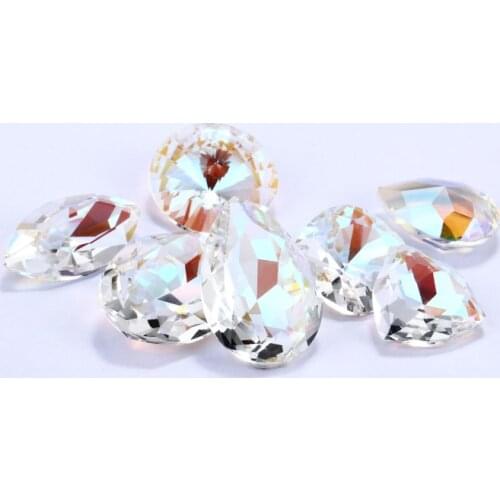 Multiple Shapes All Sizes Transparent Fluorescent Crystal Rhinestones K9 Glass Pointback Rhinestones Glue on Jewelry Accessories