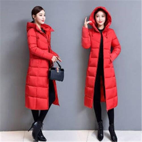 Down Padded Jacket Women Mid-Length Coat 2021Female For Winter New Hooded Jacket Over The Knee Long Thick Slim-Fitting Jacket117