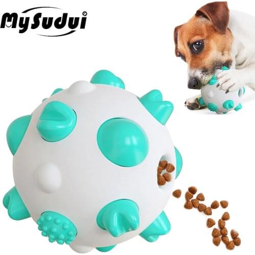 Rubber Dog Chew Toy Ball Tooth Cleaning Bite Resistant Large Small Dogs Molar Interactive Training Toy Treat Ball Food Dispenser