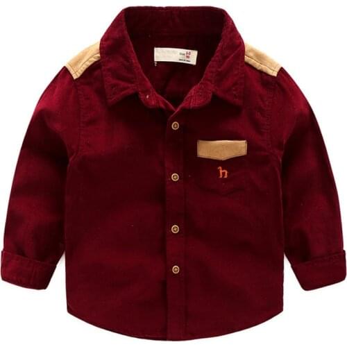 New Arrival Boys Shirts Fashion Children Long Sleeve Single-breasted Blouse Clothing Baby Boy Lapel Collar Cotton Corduroy Shirt