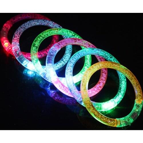 LED Glitter Glow Bracelet Flash Light Stick Acrylic Crystal Gradient Hand Ring Bangle Creative Christmas Party Supplies LX9296