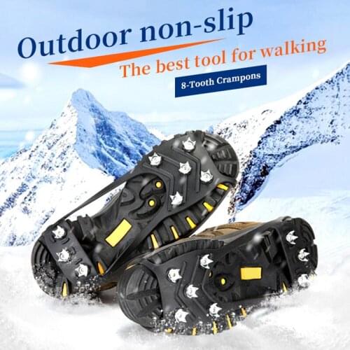 Universal Non-Slip Gripper Ice Cleats Shoes For Adult With 8 Studs For Ice Fishing Walking Snow Shoveling Running Accesorios