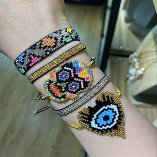 BLUESTAR MIYUKI Bracelet For Women Turkish Eye Bracelet Jewelry Skull Pulseras Mujer Moda Leopard Armband Dropshipping