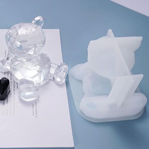1 Pc Resin Crystal Epoxy Mold Cartoon 3D Bear Phone Holder Casting Silicone Mould DIY Crafts Ornaments Making Tools