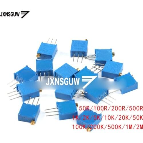10PCS 3296W top adjustment 1K2K20K50K100K200K500K1M2M50R100R200R500R multi-turn precision adjustable resistance potentiometer