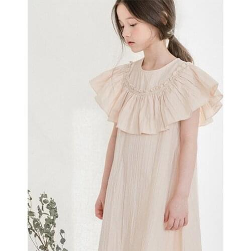 2 To 16 Years, 2021 New Girls Cotton Dress Ruffles Kids Clothes Comfortable Teen Midi Dress Children Dress Mommy and Me,#6048
