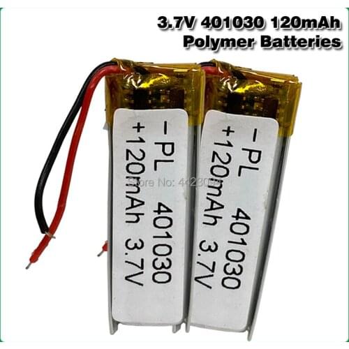 3.7V Lipo cells 401030 120mah Lithium Polymer Rechargeable Battery For MP3 MP4 GPS Bluetooth headset Hearing aid selfie stick