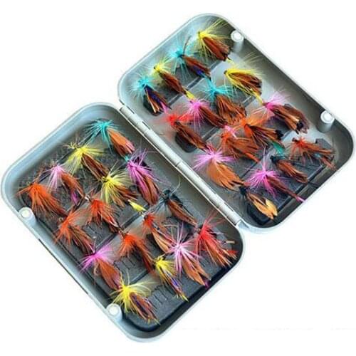 32pcs/sets fly fishing lure set Artificial Insect bait trout fly Salmon fishing hooks tackle with case box
