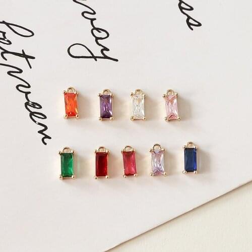 4*8mm small rectangle shape Zircon decoration alloy charms diy jewelry earring/necklace pendant accessory