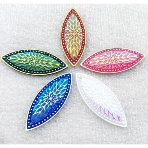 40PCS/lot 19*49mm Horse eye shape crystal flat back AB rhinestone buttons with two holes A94*5