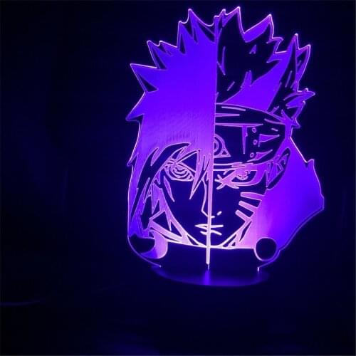 Naruto Bandai Uzumaki Naruto Uchiha Sasuke 3D Night Light LED Table Lamp Action Figure Changing Decoration Gift Toys Lighting
