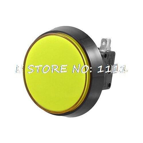 Arcade Game 50mm Yellow Cap Momentary Push Button 1NO 1NC SPDT Micro Switch Max.D 60mm