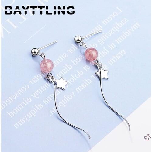 BAYTTLING 925 Sterling Silver 56MM Exquisite Round Moonstone Wave Star Drop Earrings For Woman Fashion Party Jewelry Gift