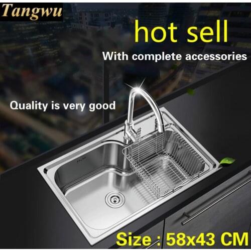 Free shipping Household standard Kitchen sink durable 0.8 mm food grade stainless steel hot sell 580x430 MM