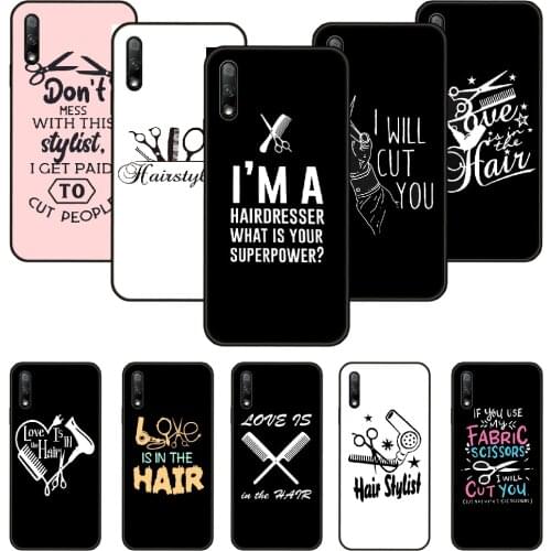 Phone Case For Huawei Honor 9X 10 9 20 8X 8A 8S 7X 7A i A Pro Play Lite Black Cover Back Trend Funda Hair Stylist Hairdresser