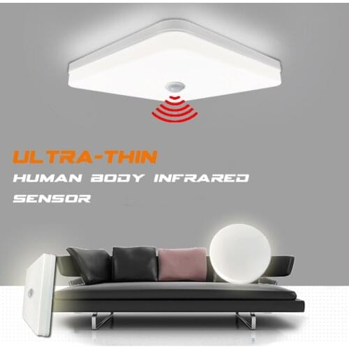 PIR Motion Sensor LED Ceiling Light for Bedroom Ultra Thin LED Panel Ceiling Lamp 9W 13W 18W 24W 36W for Bathroom Aisle AC85-265