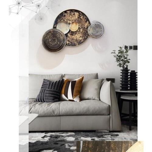 European Creative Luxury Wrought Iron Wall Murals Art Hotel Lobby Wall Hanging Crafts Home Livingroom Wall 3D Sticker Decoration