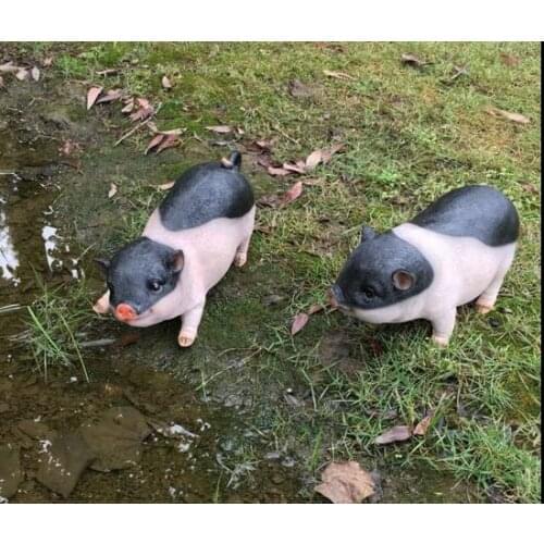 Head Arts Crafts Home Villa garden courtyard decoration farm hotel and simulation animal fortune pig set 2 piece resin