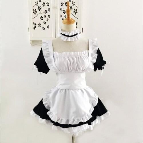 Anime Yosuga no Sora Kasugano Sora Cosplay Costume Maid Apron Dress Uniform Dress + Apron + Oversleeve + Neckwear + Headwear