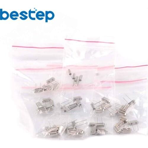 50PCS HC-49S 10 Values each 5pcs 4MHZ 6MHZ 8MHZ 12MHZ 16MHZ 20MHZ 24MHZ 25MHZ 32.768K 27MHZ Crystal Oscillators Assortment Kit