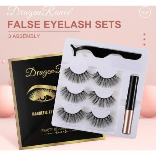 3Pcs Magnetic Eyelashes Eyeliner Eyelash Curler Magnetic Natural Long False Eyelashes with Magnetic Eyeliner Set Makeup Tools