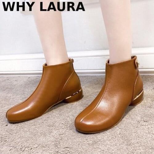 Fashion womens shoes in the heel shoe leather square heel thick heels ladies casual comfortable boots wedding shoes office warm
