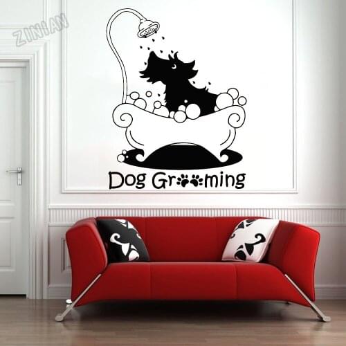 Dog Grooming Wall Sticker Decor Pet Store Interesting Wall Mural For Pets Salon Vinyl Removable Animal Shop Window Stickers Y330