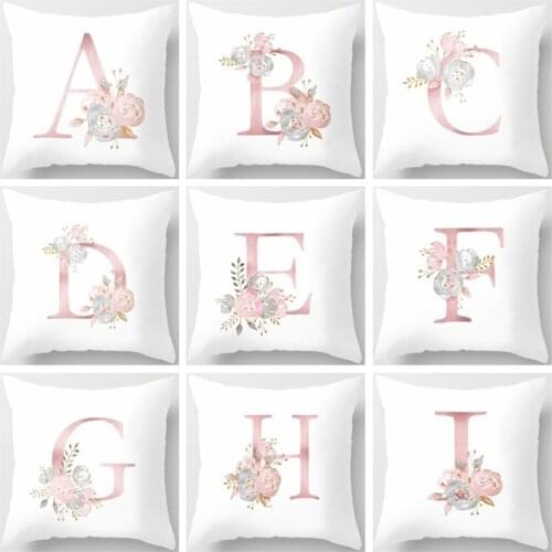 New 26 Letters Pink Decorative Pillow Cushion Cover Pillowcase Sofa Polyester Cushion Pillowcase Home Office Decoration 45*45