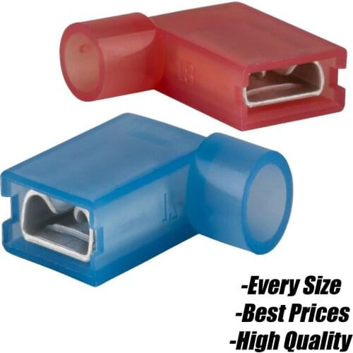 RED BLUE Right Flag Connector Terminal Angle 90 Degree Insulated Crimp Wire