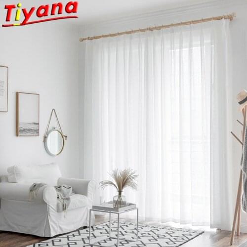 Solid White Linen Tulle Curtains for Living Room Slim Sheer Guaze for Kitchen Balcony Easy Match Customizable White Yarn*GC