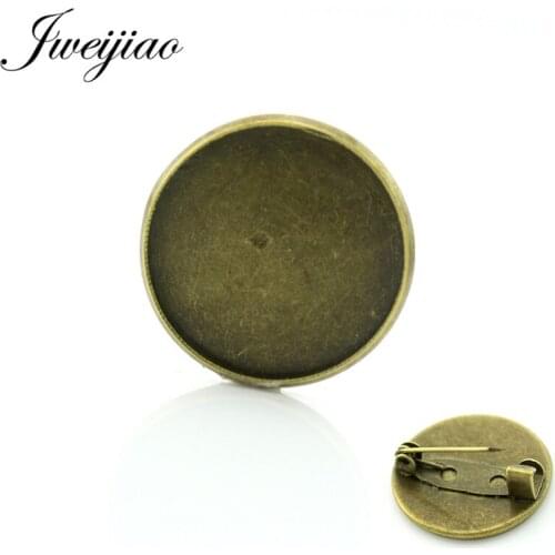 JWEIJIAO Wholesale 10pcs/lot Antique Bronze plated Brooches Base Settings Accessories,Fit 20mm Glass Cabochon Dome DZ07