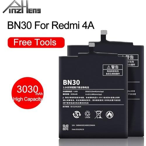 PINZHENG BN30 Phone Battery For Xiaomi Redmi 4A Redmi4A Battery 3030mAh Real Capacity Phone Replacement Bateria +Free Tools