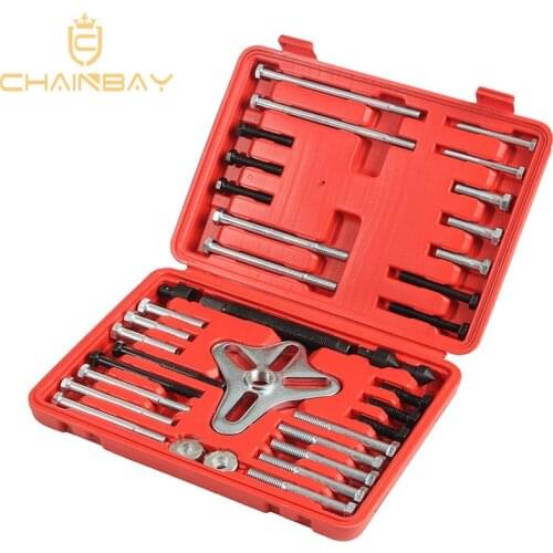 Auto Body Harmonic Balancer Puller 46-Piece Tool Kit - Flywheel Remover, Crankshaft Pulley Removal, Steering Wheel Pulling Set