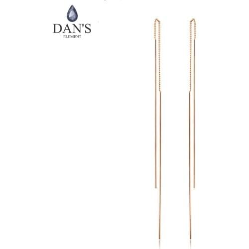DANS ELEMENT Top Quality Simple Ear Line Rose Gold Color Stud Earrings For Women Jewelry Copper Wholesale DEE789