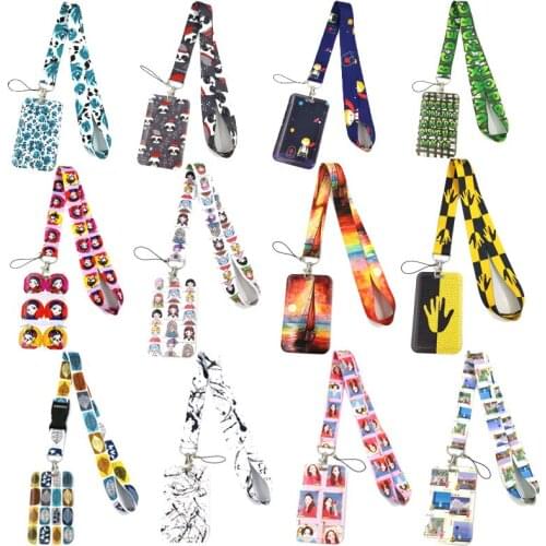 Anime Lanyard Badge Holder ID Card Lanyards Mobile Phone Rope Keys Lanyards Neck Straps Keychain Keys Ring