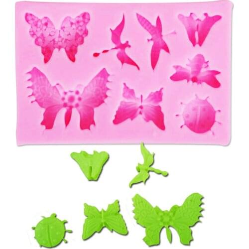 Sophronia 1pcs Butterfly Ladybug Silicone Mold Cute Cake Decorating Tools DIY Baking Tools Fondant Moulds F1072
