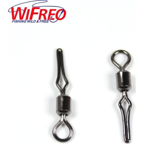 Wifreo 50pcs/bag Fishing Snap with safety snap solid rings rolling fishing swivels for carp Fishing Accessories