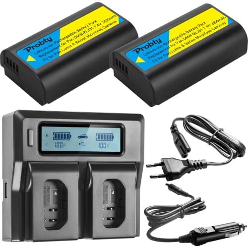 PROBTY DMW-BLJ31 / DMW-BLJ31e Battery + LCD with EU plug dual battery quick charger kit for Panasonic Lumix S1, LUMIX S1R, LUMIX