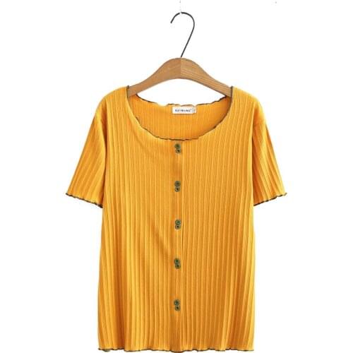 Plus size cotton Elastic stripes knitted short sleeve O neck women tshirts 2021 new summer casual ladies t shirts female tops