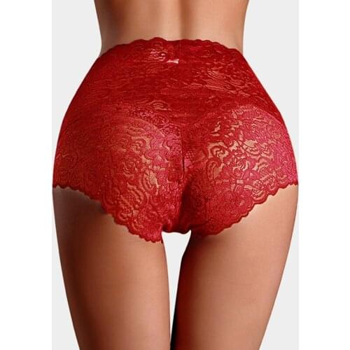 Women Sexy Lingerie Brief Panties High Waist Knicker Lace Floral Underwear Sexy Hipster Underpant Plus Size