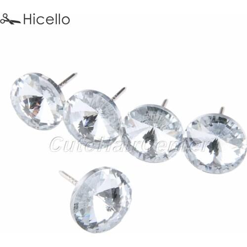 10pcs Crystal Glass Upholstery Nails Button 22mm Diamond Tacks Pins Knot Sewing Sofa Furniture Decoration Hicello