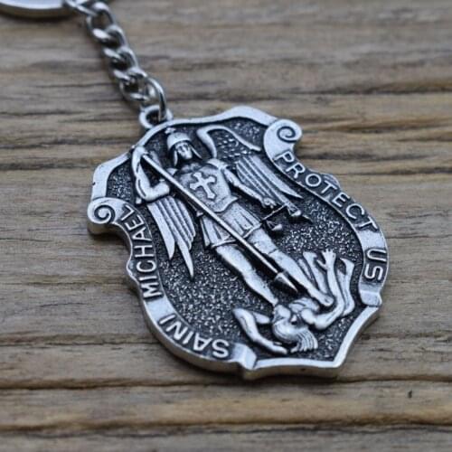 12pcs St Michael Archangel Protect Me Keychain Saint Shield Protection Russian Orhodox Pendant Holy Gift