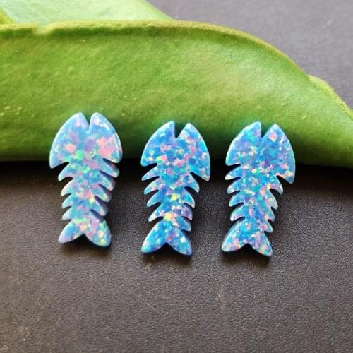 20pcs/lot 9x17mm Synthetic Fishbone Opal stone for DIY Jewelry Dark Cornflower Blue Fishbone Cut Opal for Necklace