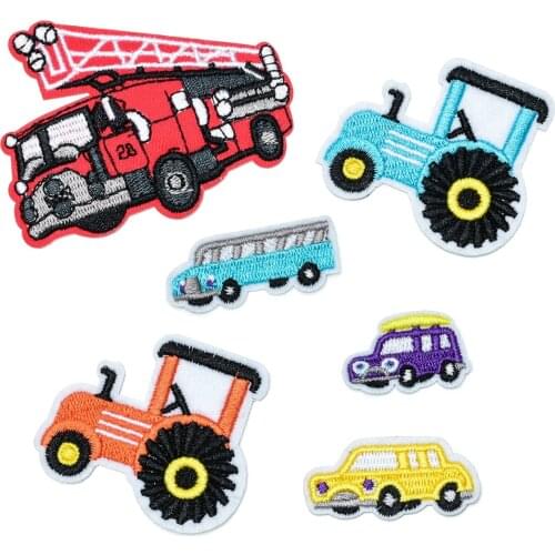 6 types cartoon Car truck Series Iron on Embroidered Patches For Clothes Hat Jeans Sticker Sew DIY Patch Applique Decor Badge