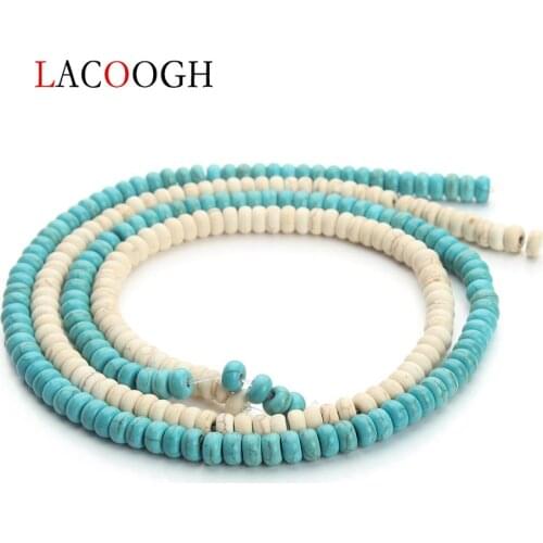 100pcs/pack 3*6mm Natural Stone Turquoises Beads Round Loose Spacer Beads for DIY Jewelry Making Bracelet Necklace Wholesale