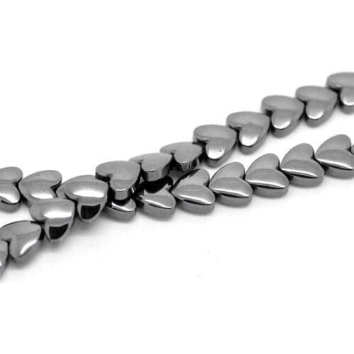 Doreen Box hot- Gunmetal Love Heart Created Hematite Loose Beads 9x8mm(3/8"x3/8"), Approx 55Pcs (B18928)