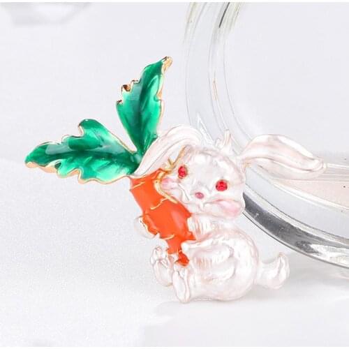 Unisex Rabbit Carrot Enamel Alloy Brooch Pin Badge Suit Corsage Lapel Decor